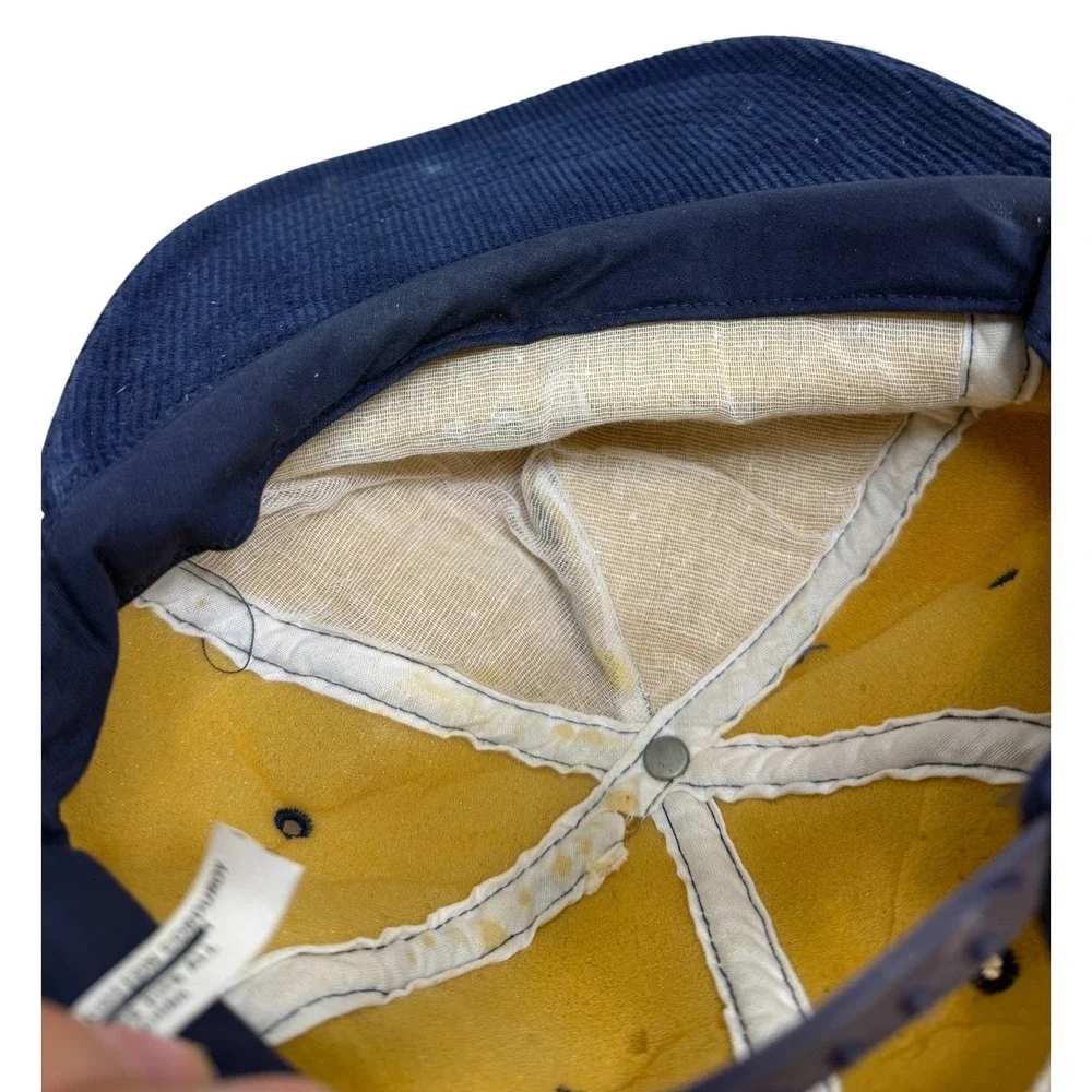 Vintage Oregon Rope Hat Adult Navy Blue Adjustable Script Strap Back‎ Corduroy